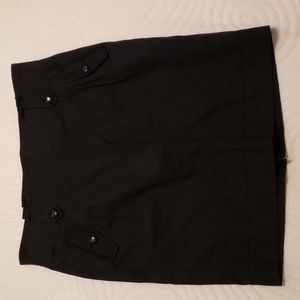Ann Taylor stretch black skirt, high waisted, sz 12, 21" long